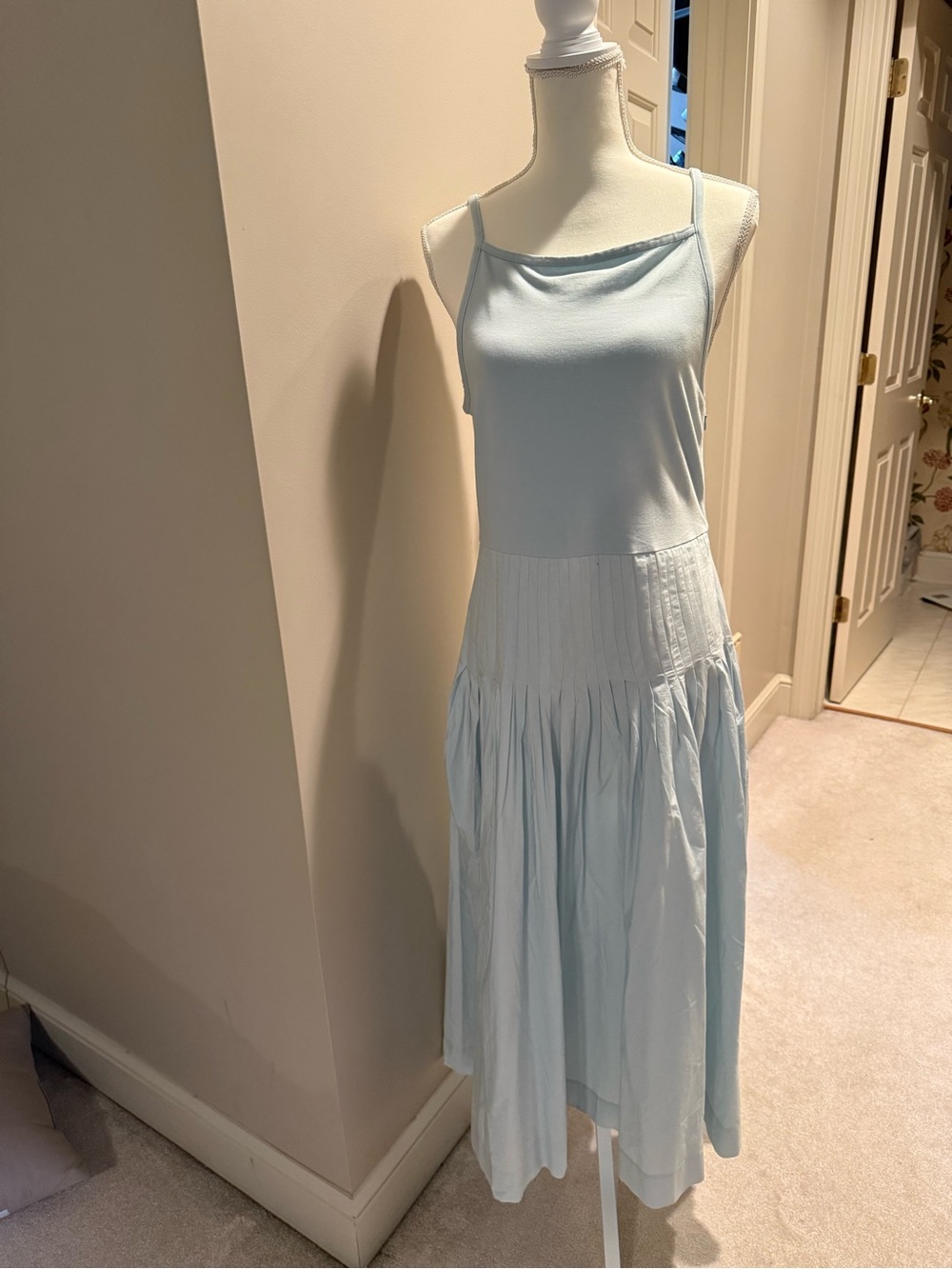 JCrew Light Blue Spaghetti Strap Midi Dress